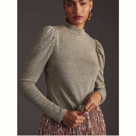 Anthropologie DOLAN Puff-Sleeve Mock Neck Top - Picture 1 of 1